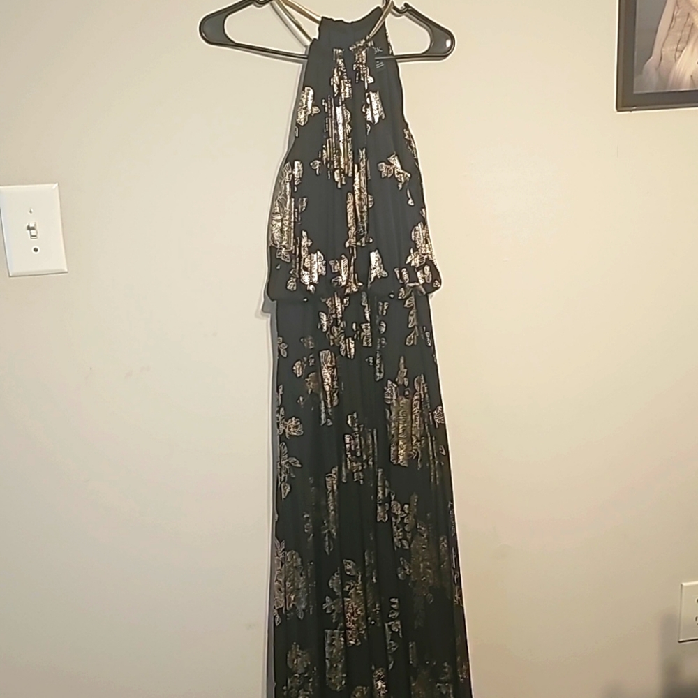 Msk gold metallic dress